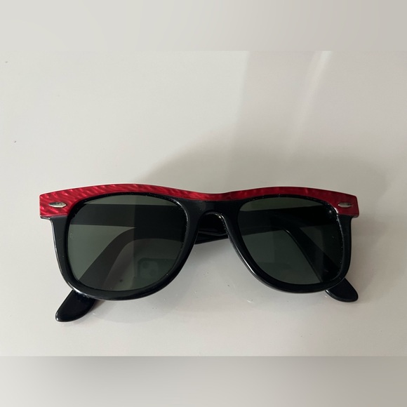 Rare 1980’s auth PUNK vintage Wayfarer Red Mother of Pearl and Black Sunglasses - Picture 4 of 10